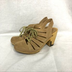 Anthropologie Latigo Wood Clog Sandals